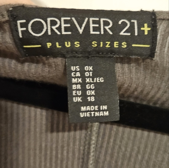 Khaki green ribbed dress 0X plus size sleeveless forever21 flared soft Summer - Picture 3 of 3